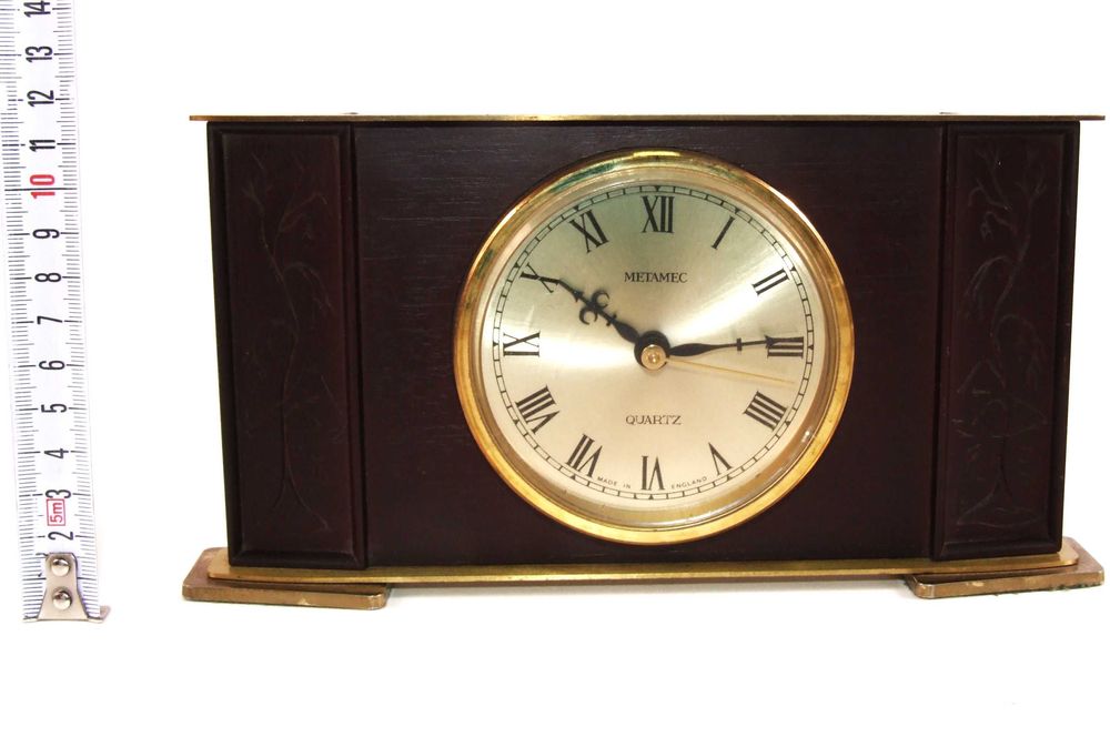 Ceas de birou METAMEC, rama lemn sculptata, Made in England, SUPERB