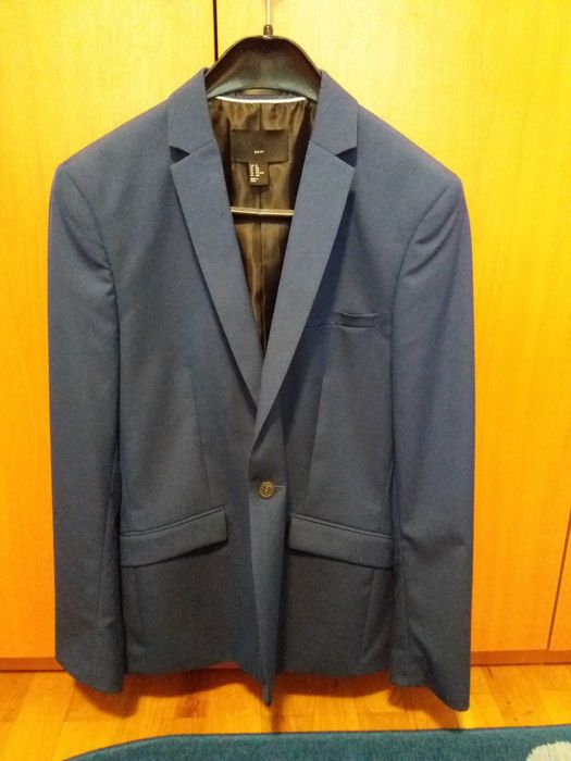 Vand sacou barbatesc marca H&M, albastru, marimea 50, tip slim fit