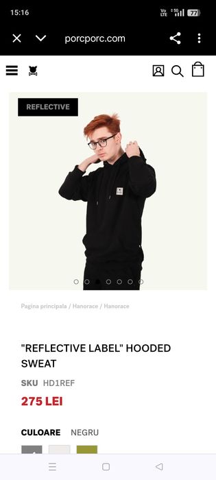 Hanorac cu glugă mărimea S firma Porc