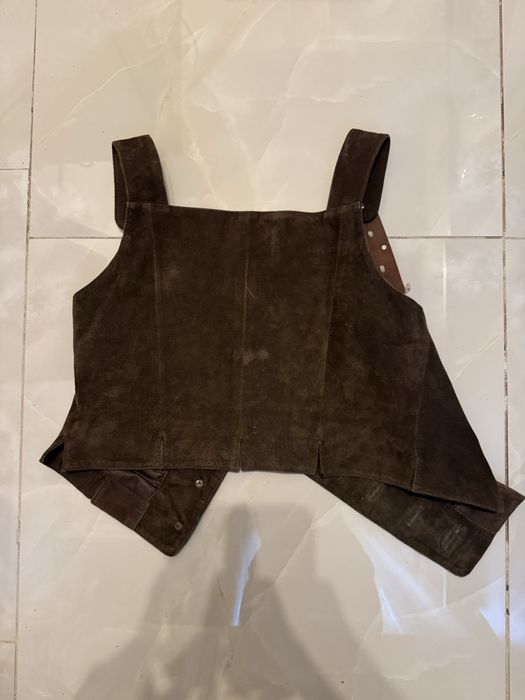 Vestă tradițională bavareză din piele întoarsă - Oktoberfest