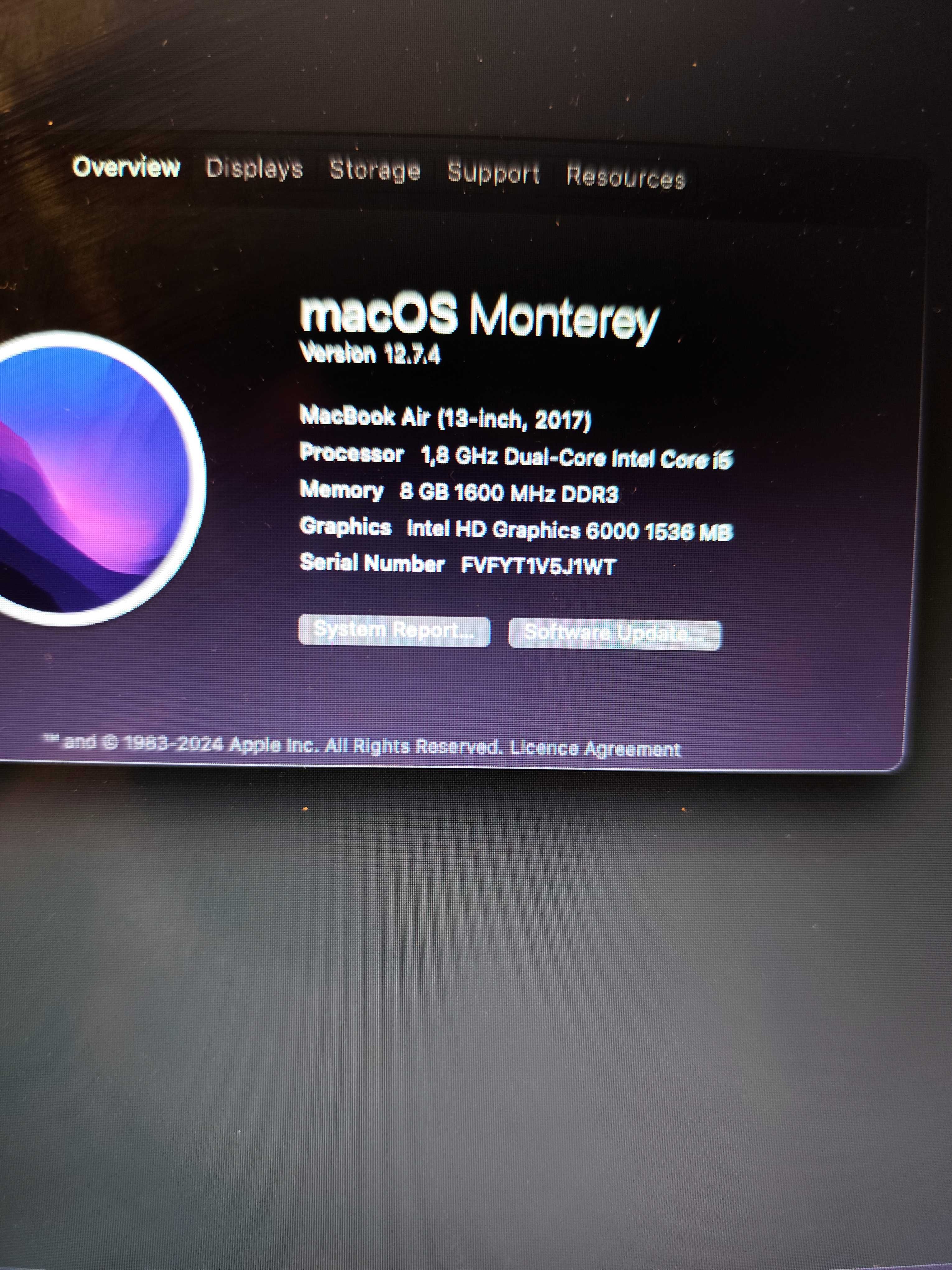 MacBook Air 13 2017 1.8GHz 8Gb RAM 121Gb SSD