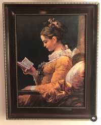 Tablou pictura portret tânără citind