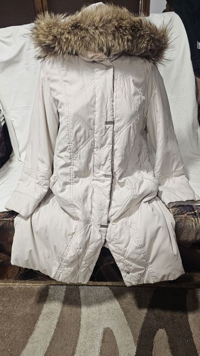 Geaca alba lunga cu gluga xxl 44 walbusch