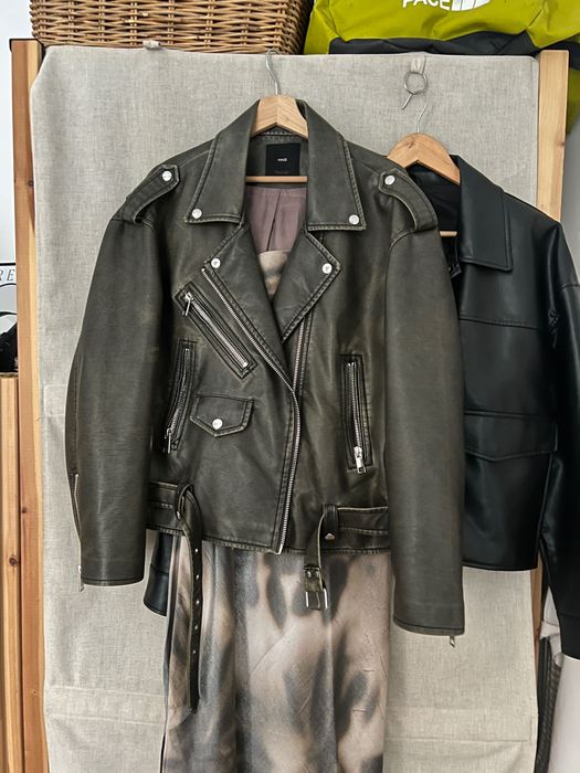 MANGO овърсайз застарено байкърско яке