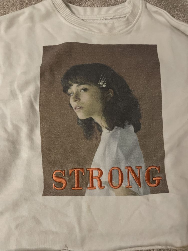 Бяла Блуза с дълъг ръкав Strong Bershka