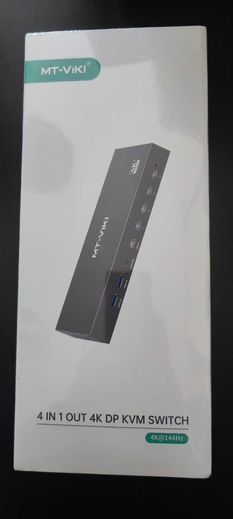 MT-VIKI 8K Displayport KVM суич 4 входа 1 изход DP1.4, 4 USB 3.0 порта