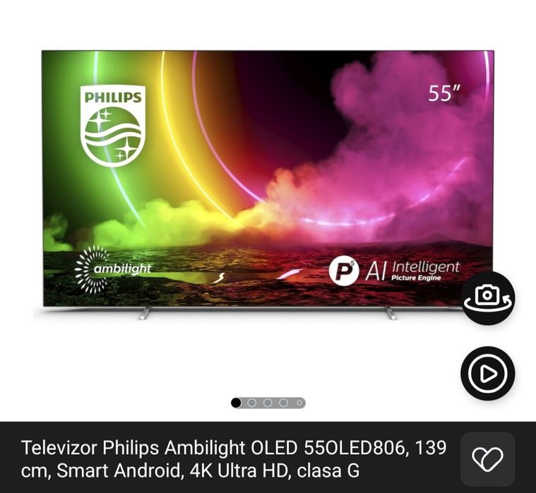 Televizor Philips Ambilight OLED 55OLED806, 139 cm, Smart Android, 4K