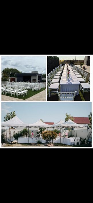 Inchiriez mese cocktail inalte, corturi albe,,scaune albe,topogan