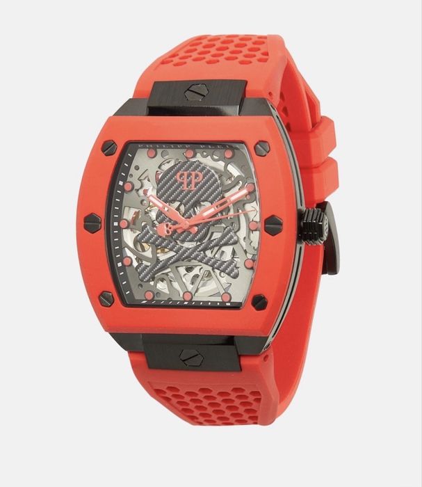 Philipp Plein „The Skeleton Sport Master” (Red Silicone Strap)