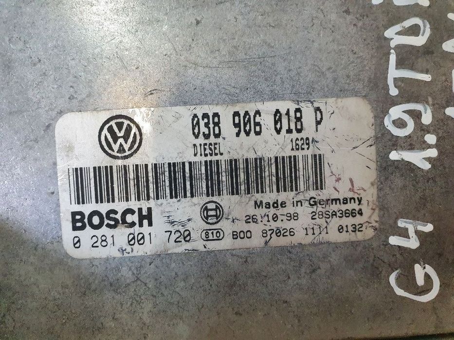 Calculator ECU motor VOLKSWAGEN GOLF IV 1J1 1997 - 2007 1.9 TDI AHF, ASV BOSCH  0281001720  038906018P