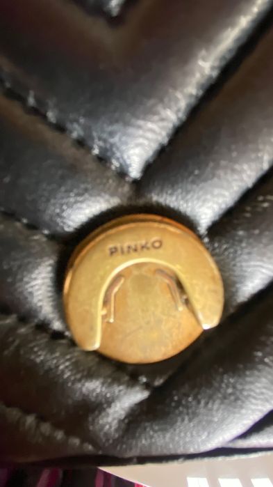 Pinko Love кожена черна чанта