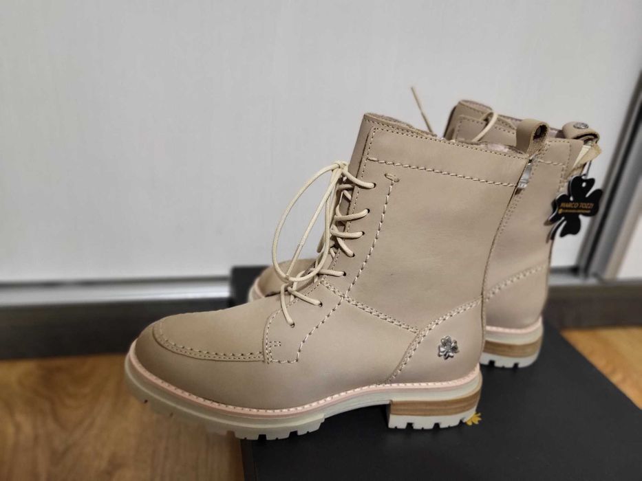 Нови бежови кожени боти Marco Tozzi, 37 номер