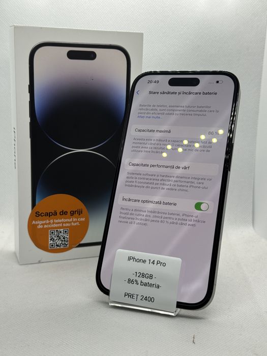 Magazin Vindem: Iphone 14 Pro, 128GB, 86% bateria