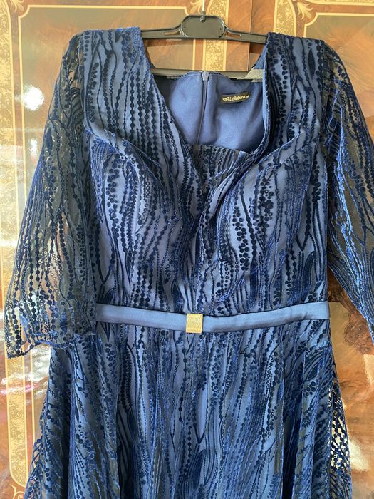 Rochie eleganta seara bleumarin, marimea 48, purtata o singura data