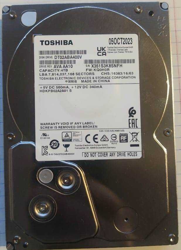 Жесткий диск HDD 4000 Gb Toshiba 4TB DT02ABA400V, 3.5", 128Mb,SATA III