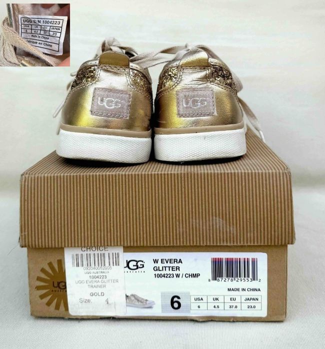 UGG EVERA GILITTER Gold Sneakers Piele Original