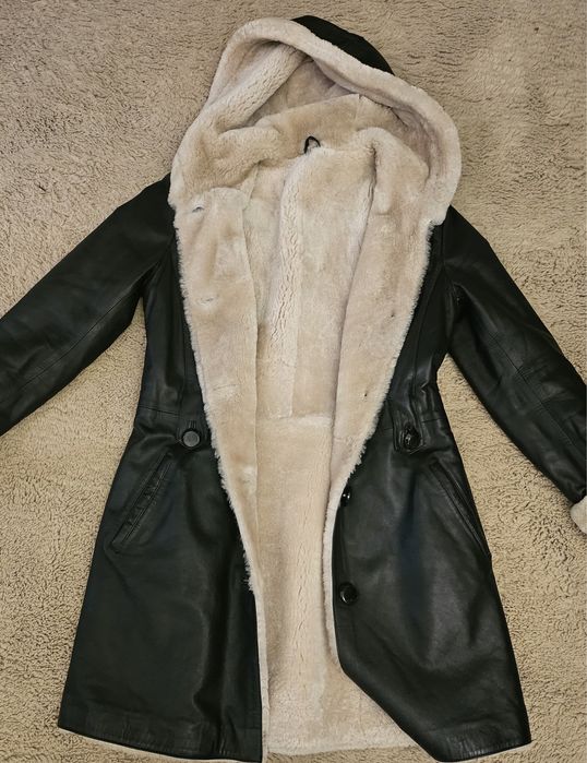 Haina de blana si piele naturala