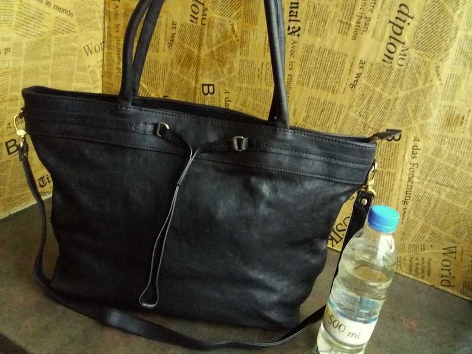 дамска кожена чанта,тъмно кафява естествена кожа