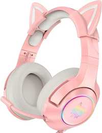 Геймърски слушалки PHNIXGAM Pink Girl шумопотискащ микрофон,