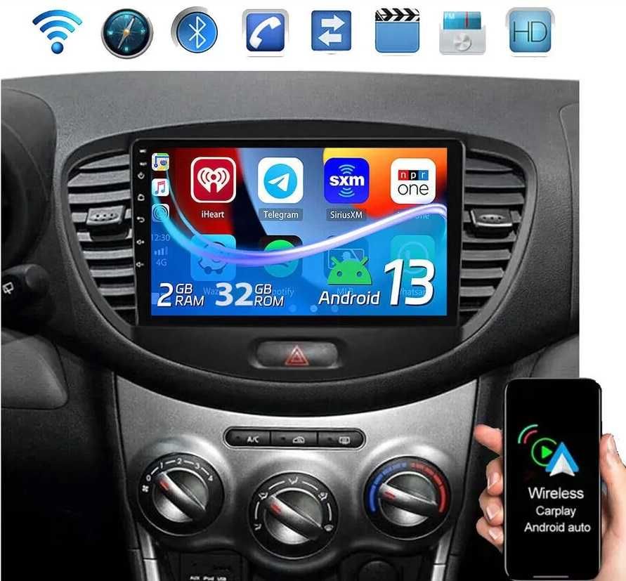 Мултимедия за Hyundai I10 Двоен дин Навигация плеър екран Android I10