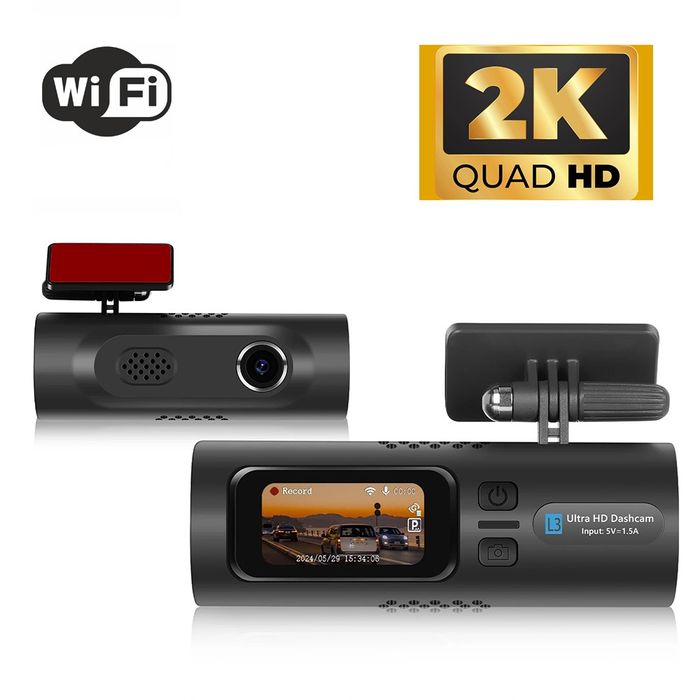 Camera auto DVR QHD 2k, cu Wi-Fi, 2048 x 1080P, Unghi de 150*