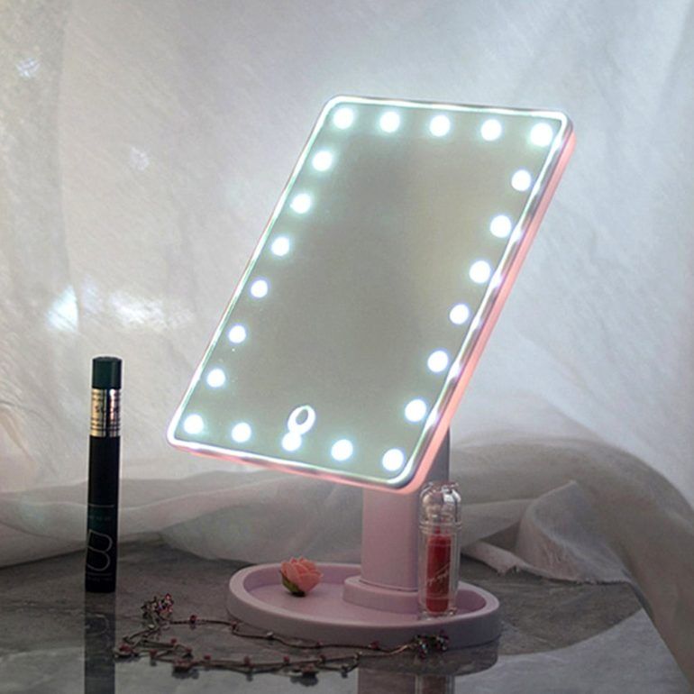 Козметично огледало, С LED осветление, Ъгъл на наклон 180 градуса, USB