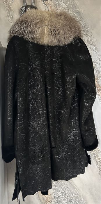 Haina din piele cu blana naturala