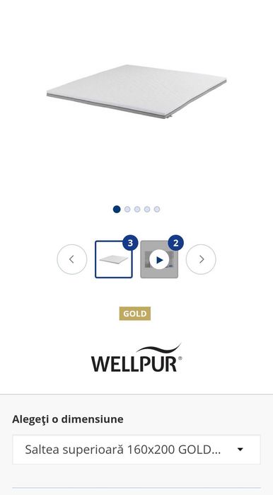 Saltea superioară 160x200 GOLD WELLPUR