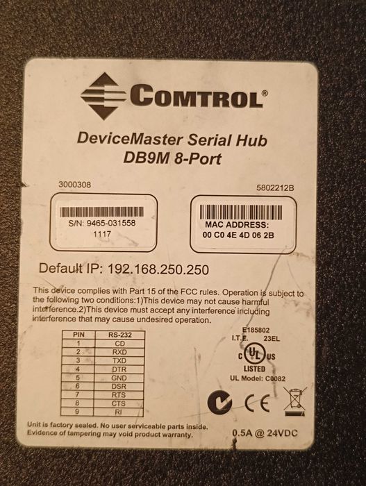 Devicemaster serial hub Control