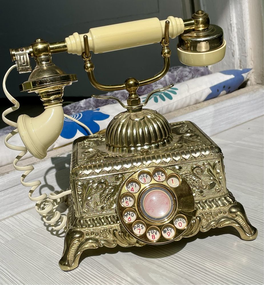 Telefon fix vintage bijuterie auriu