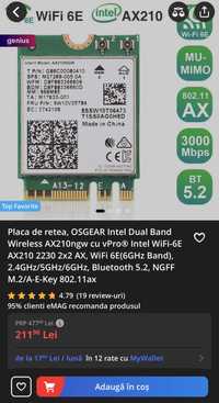 Placa de retea, OSGEAR Intel Dual Band Wireless AX210NGW