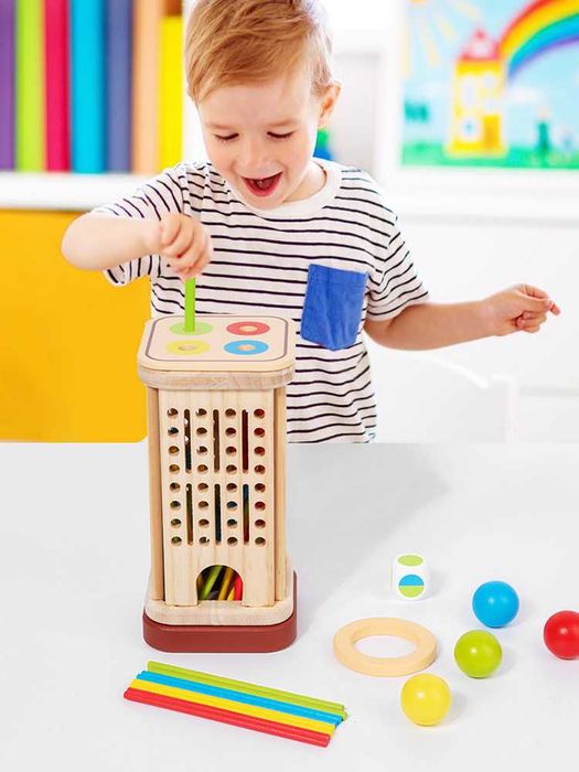 Образователна Монтесори игра – дървена стратегическа игра с пръчици