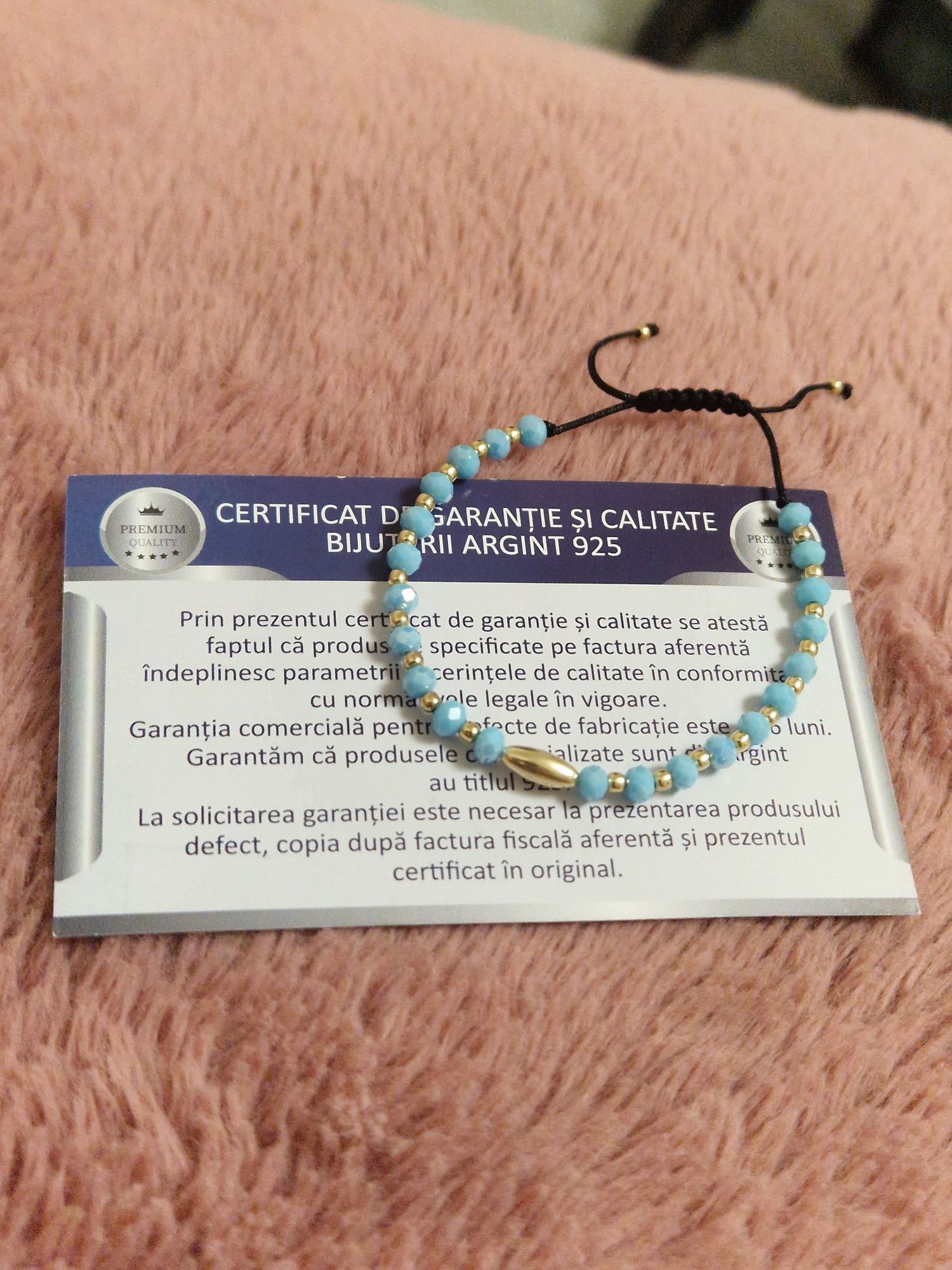 Brățară hand-made cu bile de argint suflate cu aur