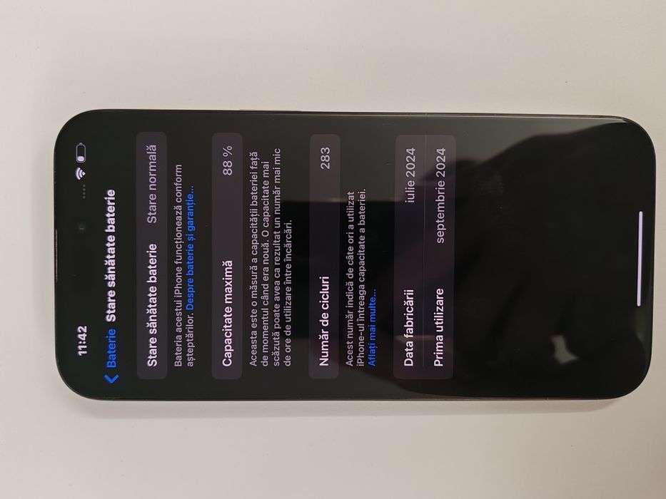 iPhone 15 Pro Max black titanium 256 GB baterie 88% cod 1061