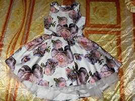 Детска рокля Contrast, размер 152 см, с рози