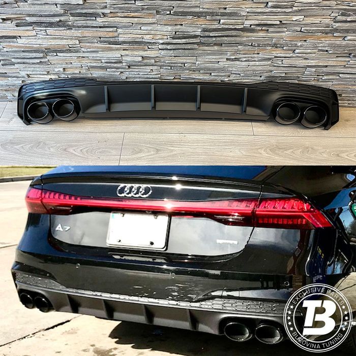 Difuzor Bara Spate cu Ornamente compatibil cu Audi A7 C8 S7 Design