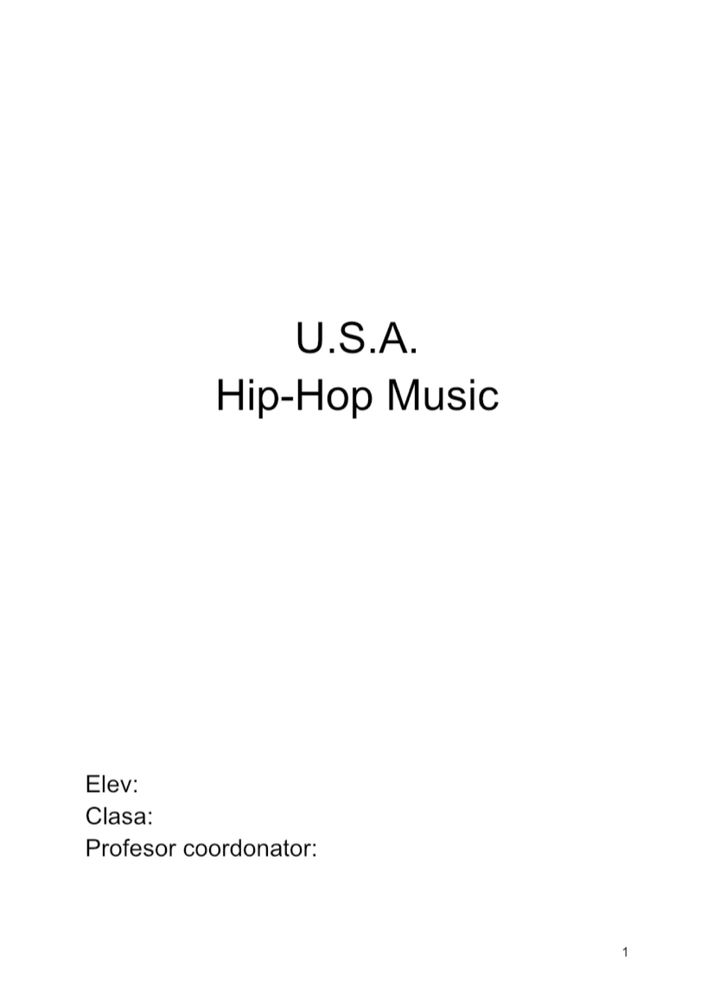 Atestat limba engleza U.S.A HIP HOP MUSIC