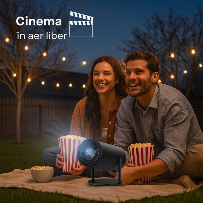 Video Proiector Smart Portabil  HD (Suport 4K), Wi-Fi 6
