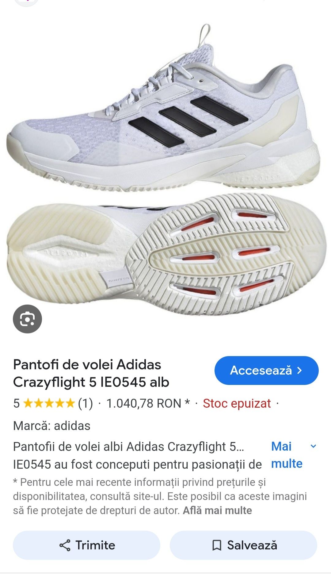 Pantofi sport Adidas Crazyflight 5 M, încălțăminte interior Nr 43 1/3