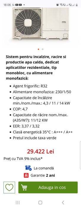 Pompa de caldura monobloc de 11 kw