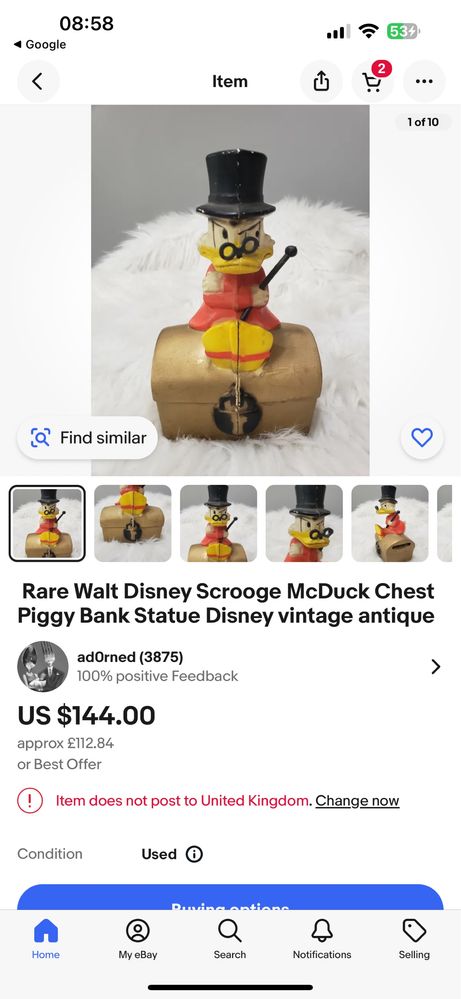 Rar! Pusculita Disney Uncle Scrooge veche de colectie vintage banca