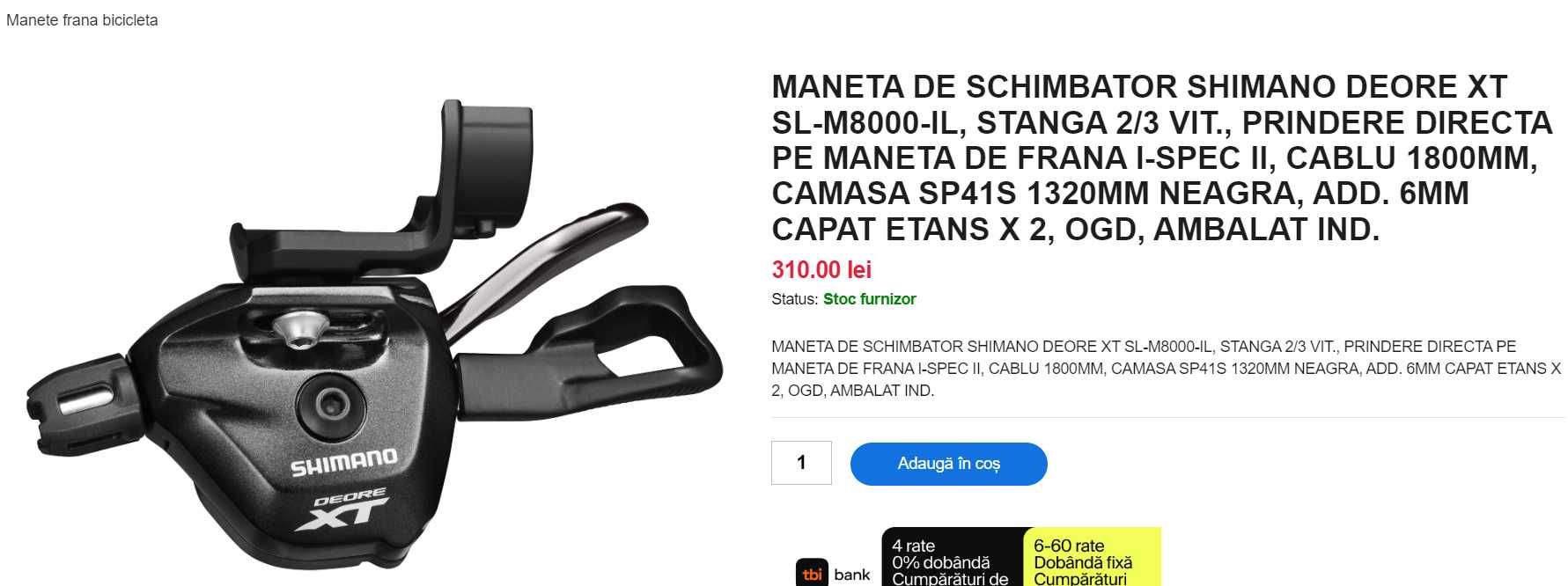 Maneta de schimbator Shimano DEORE XT SL-M8000 - stanga