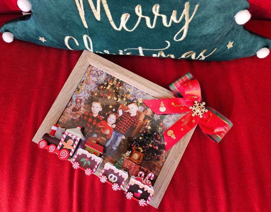 3D Коледна дървена рамка ръчна изработка влакче