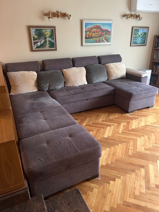 П образен разтегателен диван с 2 ракли, 2 лежанки