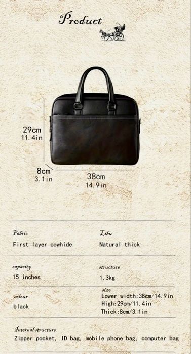 Мъжка изискана бизнес чанта за лаптоп15”/Луксозна, премиум естест.кожа