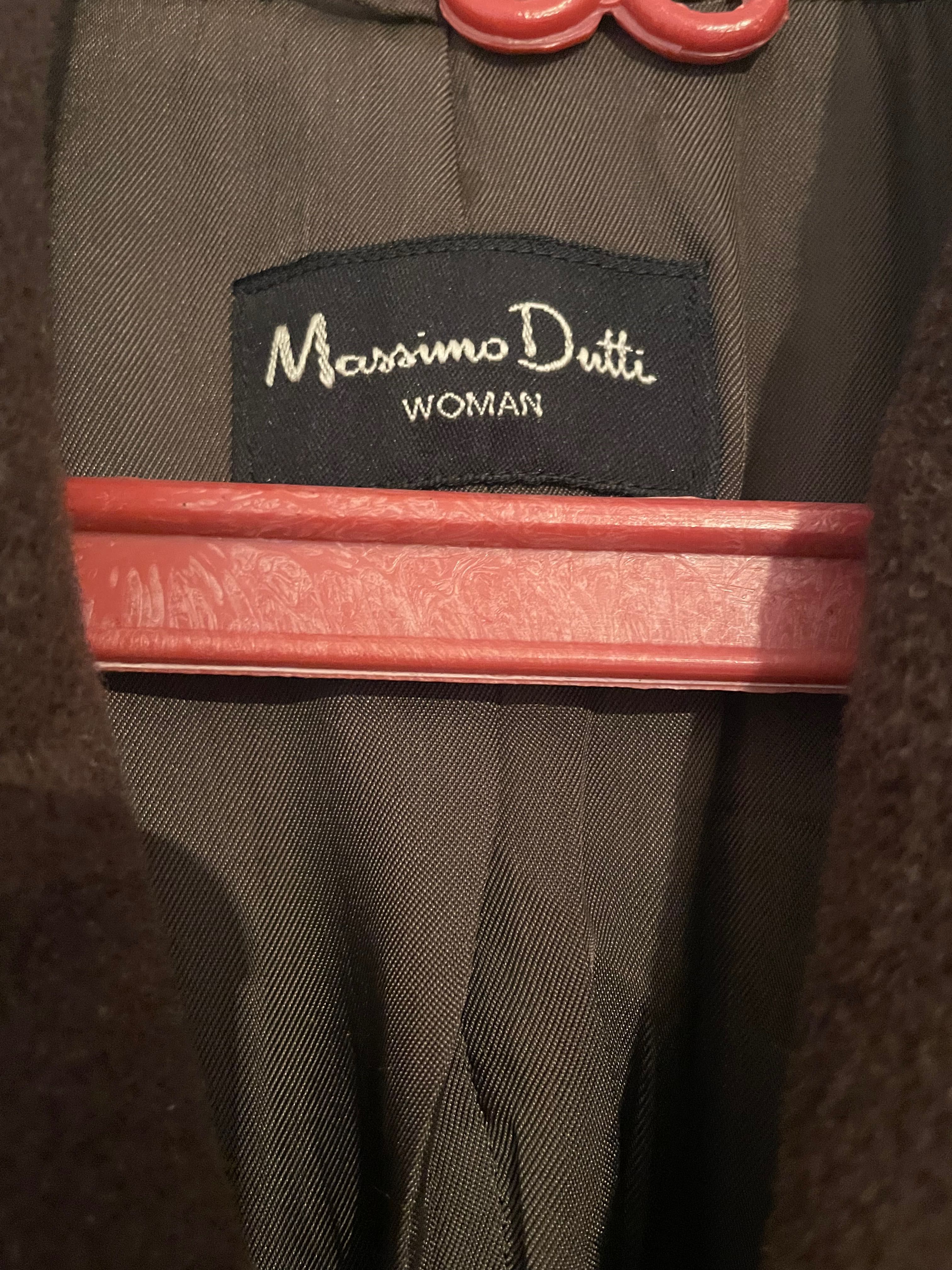 Palton dama Massimo Dutti lung, maro, cordon si buzunare marimea 36 S