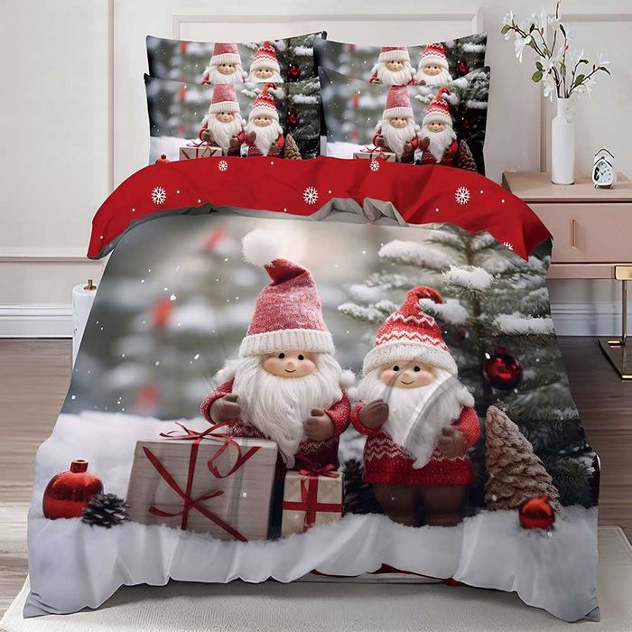 Двулицево коледно спално бельо (Реално изображение), 6 части