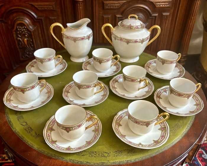 Superb servicu pt cafea-porțelan Limoges-stil Art Deco-semnat-Franta