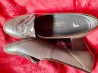 Pantofi dama, piele naturala, maro, cu ornament, Semler, 7- 1/2 H