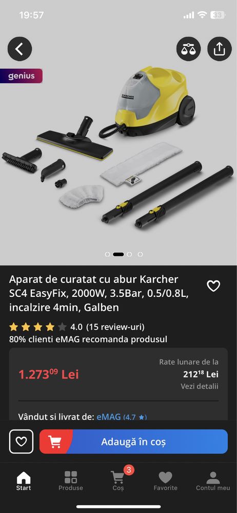 Karcher aparat de curățat cu aburi 3.5 bar